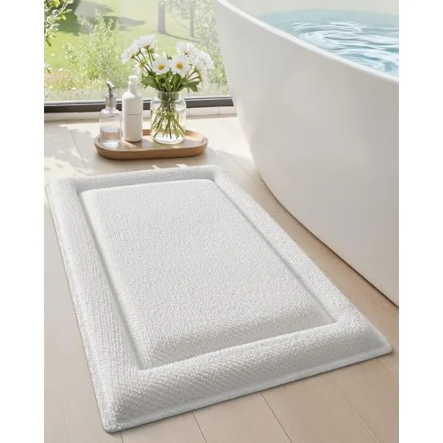 

36x24 Memory Foam Bath Mat Ivory Bathroom Rugs Soft Absorbent Chenille Bath Rug Non Slip Bath Mats for Bathroom Thick Shower Ma