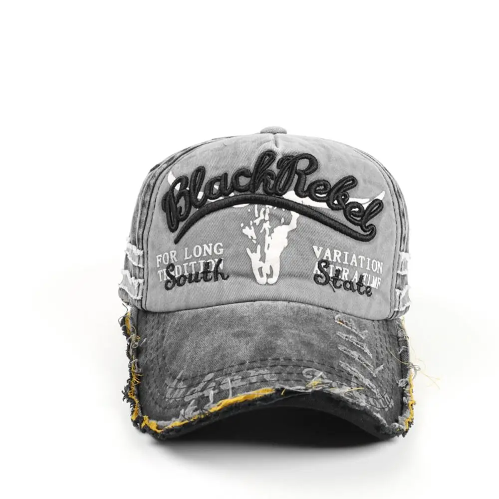 

Fashion Adjustable Washed Baseball Hat Cotton Sunscreen Letter Embroidery Peaked Cap Patchwork Color Leisure Punk Sun Cap Women