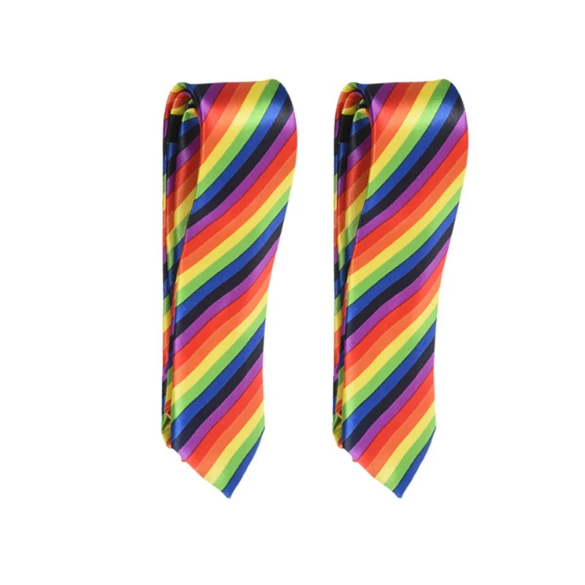 2 Pcs Men Fashion Casual Skinny Slim Narrow Tie Formal Wedding Party Necktie, 19 (Rainbow Color