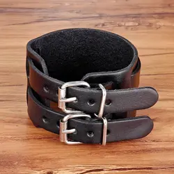 XQNI Vintage Bandage Cuff Wide Leather Bracelets For Men Knight Courage Wrap Charm Bracelets Bangles Adjustable Jewelry Gift