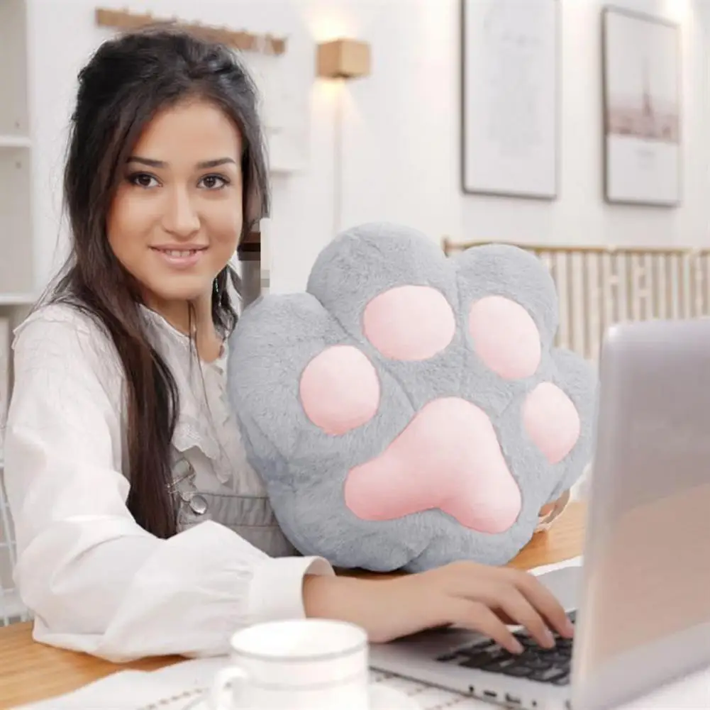 Cat Paw Shaped Pillow Plush Cat Paw Pillow with Hand Pockets Soft Breathable Throw Cushion Lightweight Cute Paw-shaped for Sofa