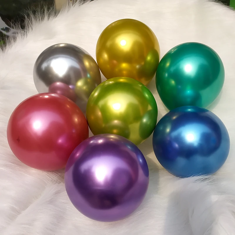 50/100Pcs Metal Balloons 5/10/12inch Purple Blue Red Metalli Silver Chrome Gold Latex Balloons Birthdays Wedding Christmas Decor