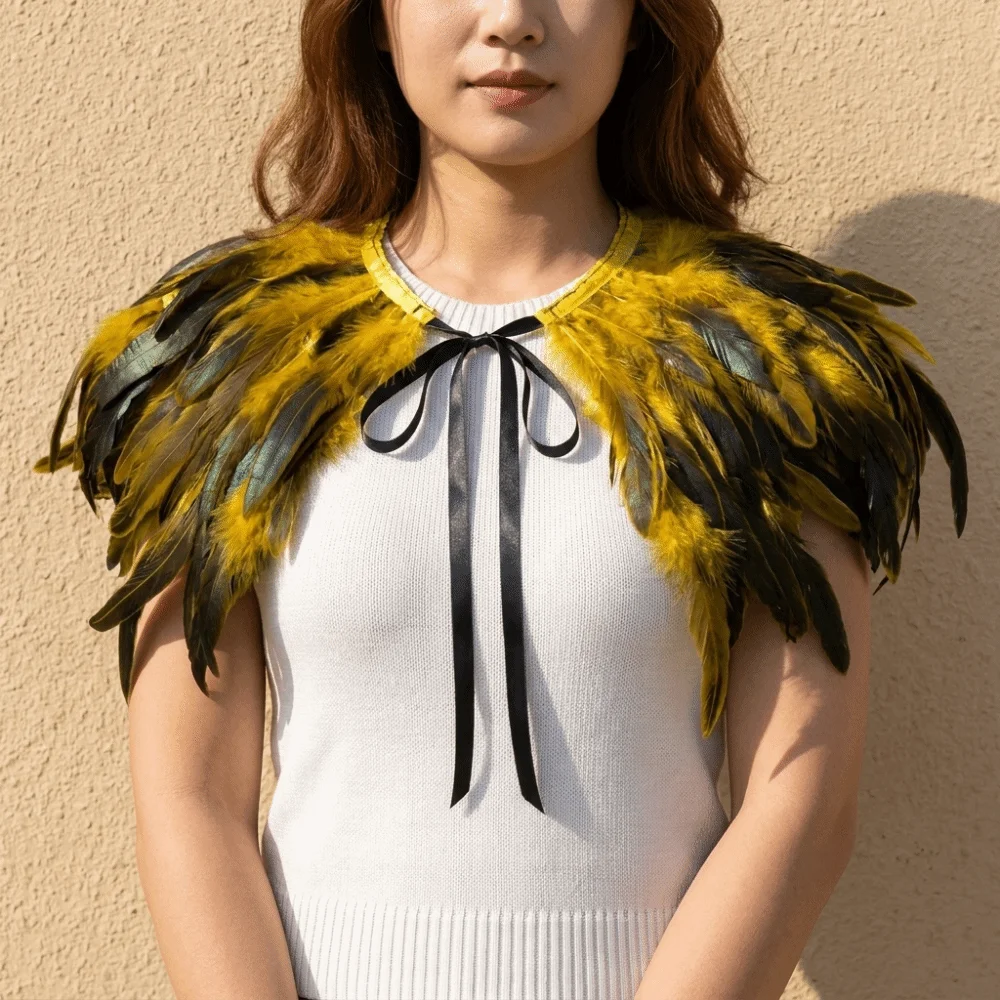 Costume Adjustable Feather Shawl Luxury Retro Feather Shrug Shawl Punk Neck Wrap Shoulder Fake Collar Women