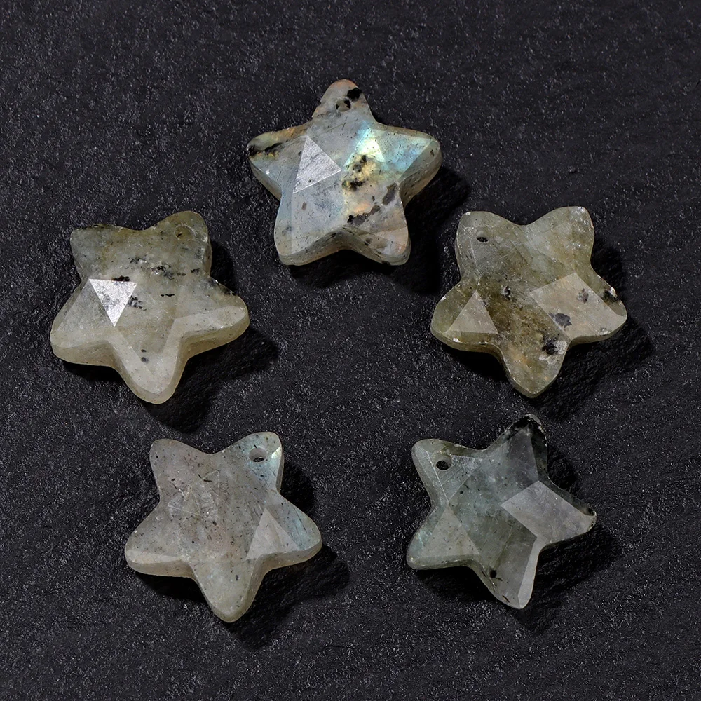 14mm Natural Stone Star Pendant Five-pointed Star Labradorite Amazonite Amethysts Beads Charm for Jewelry Making Accessries