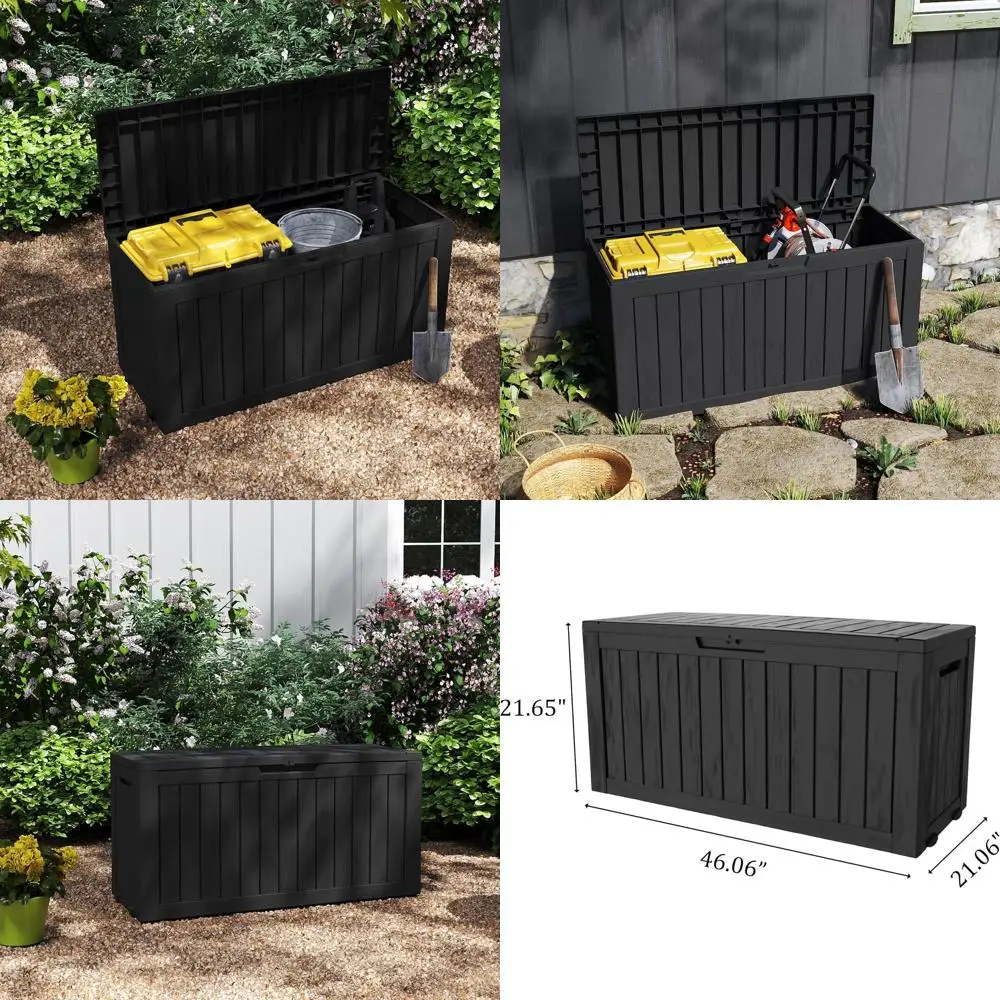 

Запираемый двухслойный ящик для хранения на открытом воздухе - водонепроницаемый, объемом 72 галлона, грузоподъемность 515 фунтов, для сидений или садовой мебели, идеально подходит для гаража