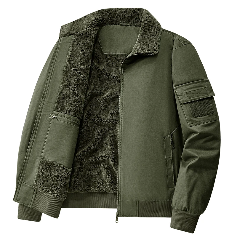 سترات شحن جديدة من القطن الخالص المغسول لعام 2025 سترة منفوخة للرجال للخريف والشتاء من صوف الضأن سترات رجالية بالإضافة إلى معاطف سميكة مخملية