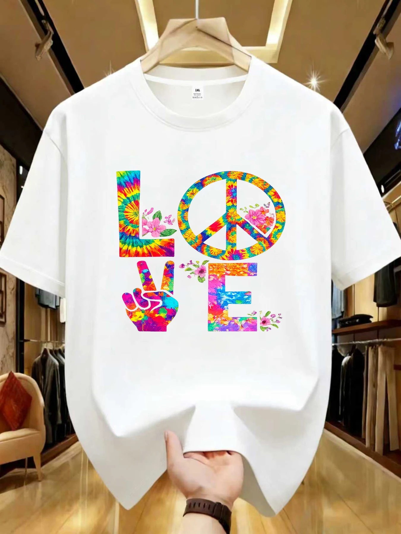 

【WZM1021228】Женская футболка больших размеров с креативным буквенным принтом, круглым вырезом, летняя, повседневная, с короткими рукавами, в уличном стиле, универсальная.