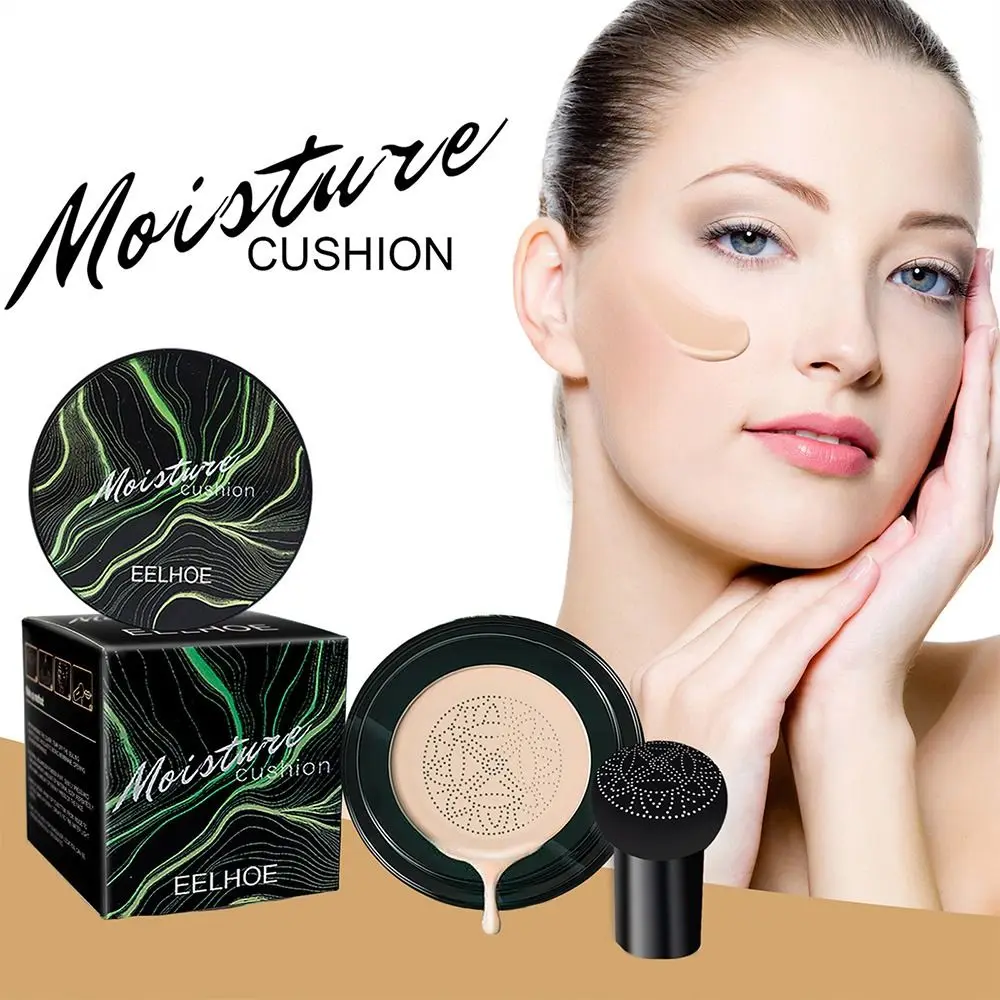 NEW HOT Foundation Concealer Longlasting Air Cushion BB Cream With Mushroom Puff Sponge Ivory White Natural Face Makeup