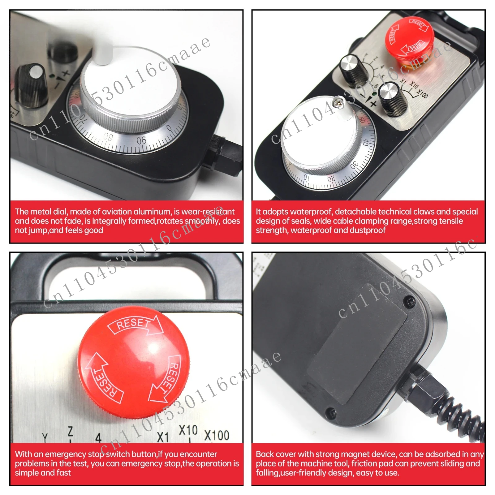 6 Axis MPG Pendant HandWheel 100 Pulse 5V & E-Stop for Router Milling Lathe Machine