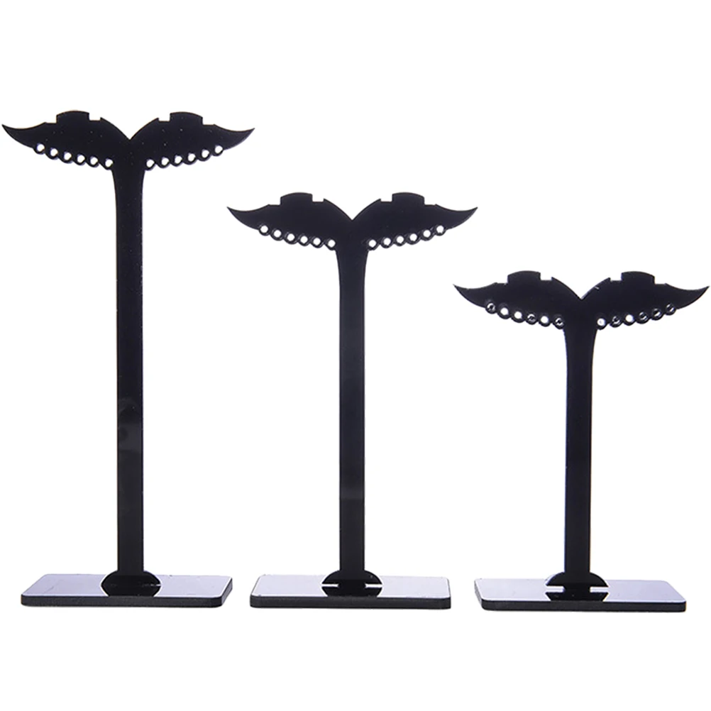 

3 Pcs Display Stand Acrylic Jewelry Holder Black Wing Shape Earring Display Holder Strong Structure Stable Home Store