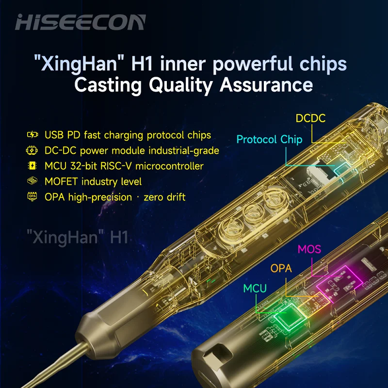 NEW Electric Soldering Iron HISEECON H1 65W DC Power Supply LCD Display 180-500℃ Adjustable  With C210 Tips Set Fast Tin Meltin image 5