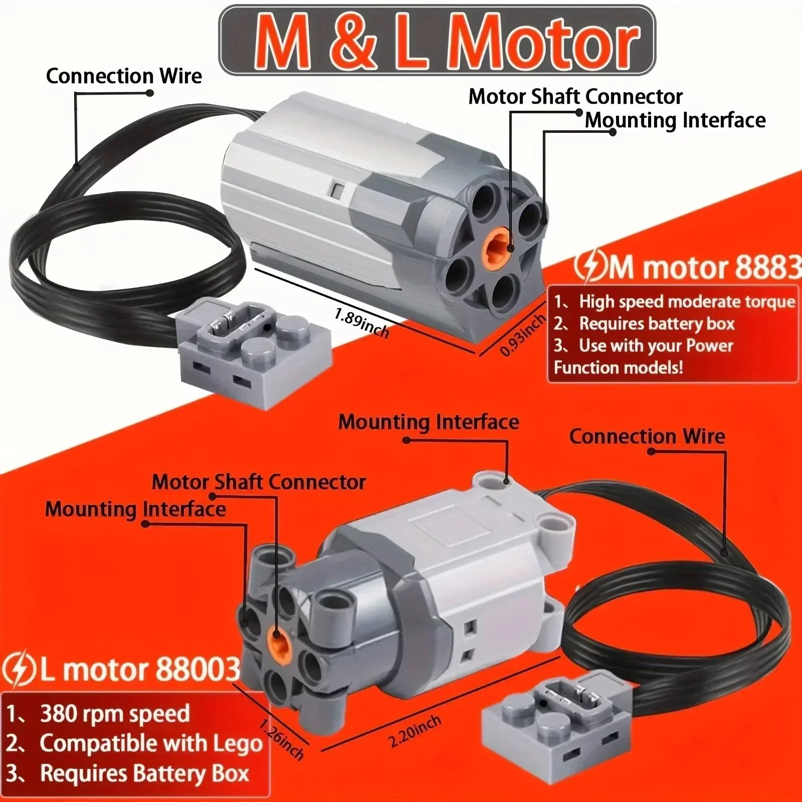 MOC bouwstenen technische onderdelenset met servomotor, draadloze afstandsbediening, accubak en lichtset
