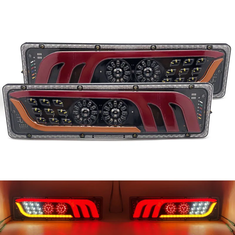 2pcs 12-24V LED Truck Tail Light Rear Lights Stop Brake Indicator Signal Lamp for Kamaz Trailer Caravan Lorry Tractor.