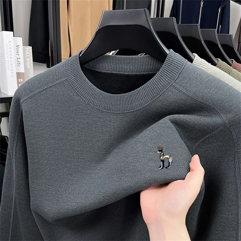 مصمم الأصلي الرجال طويلة الأكمام متماسكة سترة جولة الرقبة التطريز الخريف رائعة تي شيرت الترفيه الأعمال ملابس للرجال #1