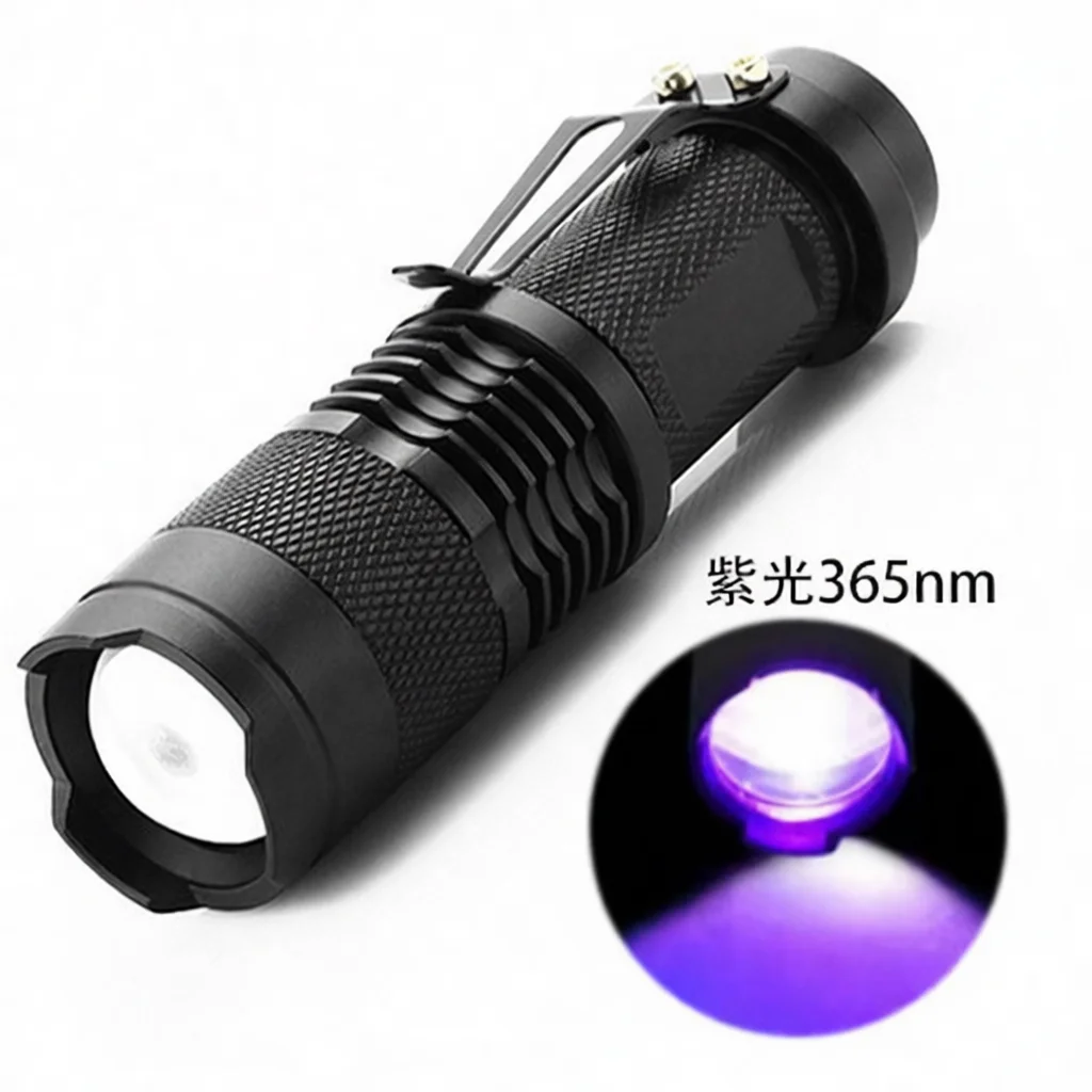 Practical Mini Flashlight Zoomable LED Torch RGB UV Light Detector Lamp For Fluorescent Detection Pet Skin Inspection