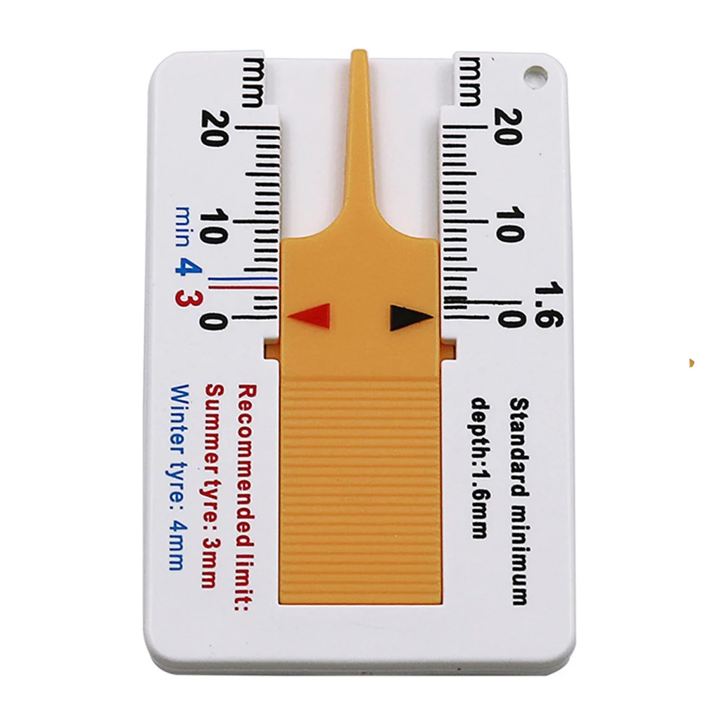 

4Pcs Tire Tread Caliper Portable Wear Resistant Digital Gauge Plastic Material Clear Read 0-20mm Yellow