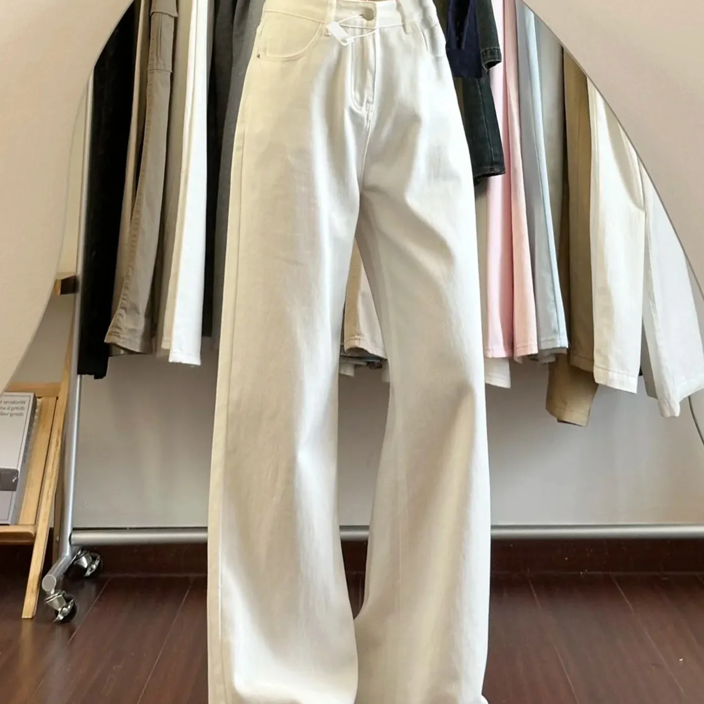 High Waist Wide Leg Loose Fit Straight Cut Jeans Women Spring Autumn Fashion Slimming Trousers Pear Shaped Versatile Pants