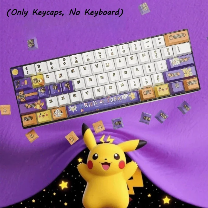ポケモンテーマキーキャップセット-メカニカルキーボード用-漫画ピカチュウ-pbt-cherry-高さキーキャップ-五面昇華キーキャップ