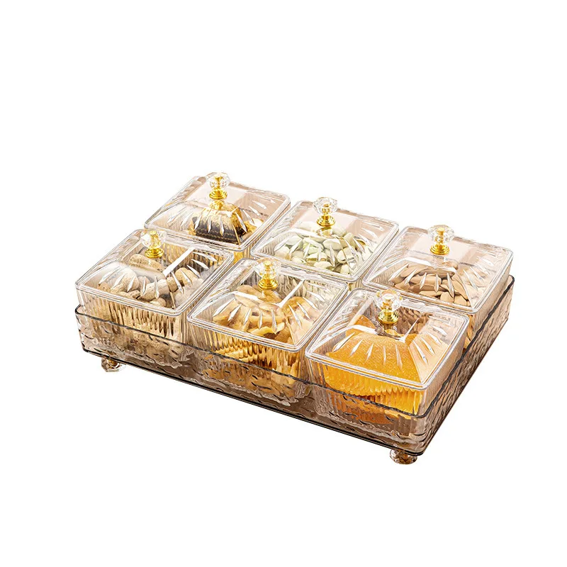 

Snack plate light luxury Nordic style fruit plate home living room desktop grid dried fruit snack plate desktop storage