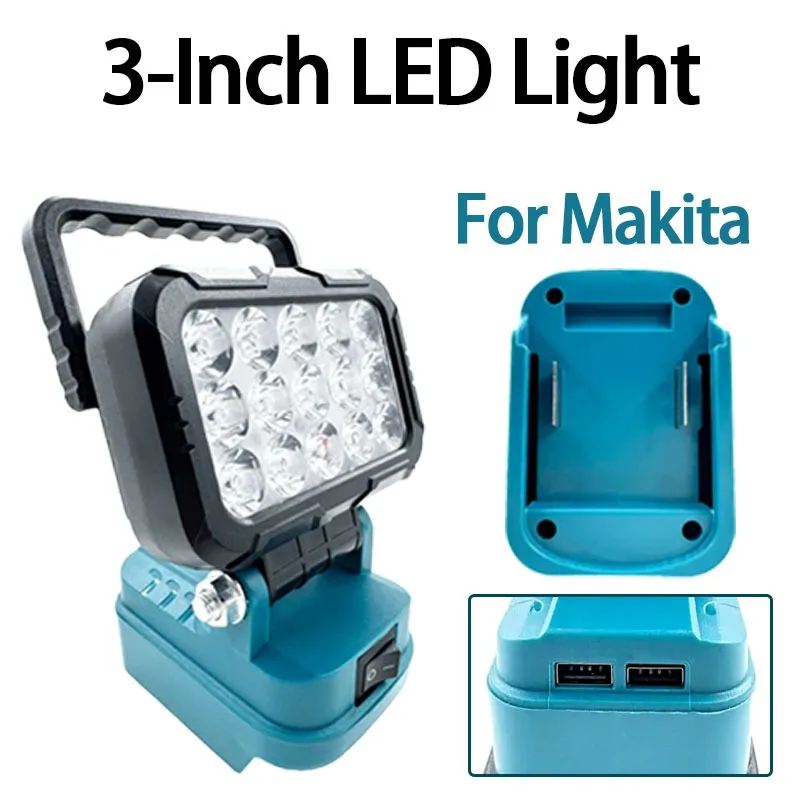 3-Inch Outdoor Tool Light With USB Port Camping Lantern For Makita 14.4V 18V Li-ion Battery Handheld Flashlight