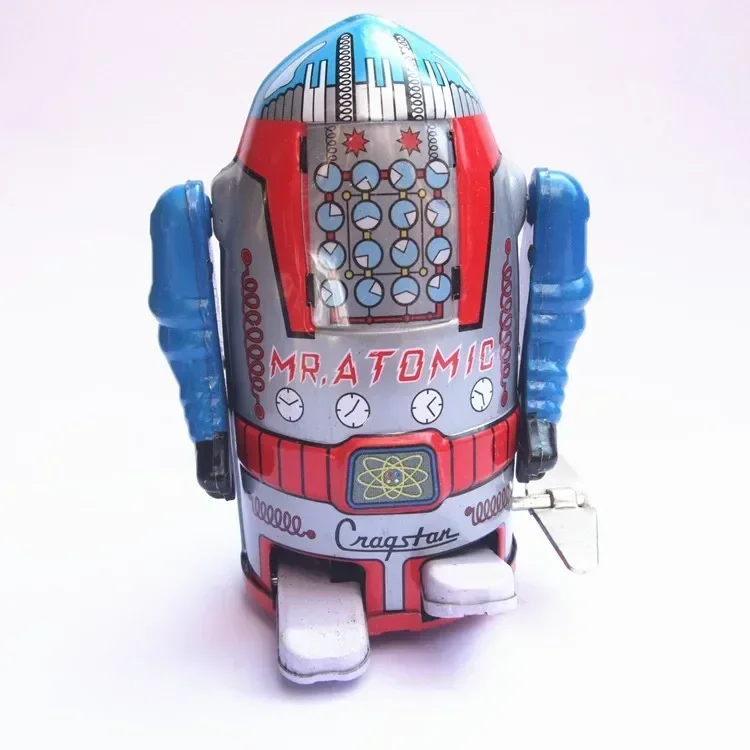 [Funny] Classic collection Retro Clockwork Wind up Metal Walking Tin robot Mechanical toy kids christmas gift