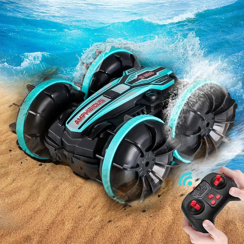 Ferngesteuertes Auto für Jungen, 8–12, wasserdichtes RC-Auto für Kinder von 3–5 Jahren, 4WD Monster Truck, Stunt-Auto, 2,4 GHz, ferngesteuertes Boot, All Terr