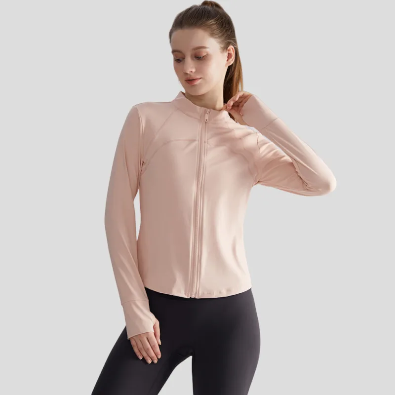 Cropped Full Zipper Jacket Yoga Top Stand-Up Collar Long-Sleeved Shirt Gym Coat Cycg Run Sport Outfit Woman Workout Clothing