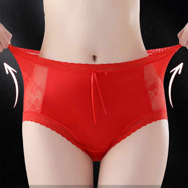 

Seamless Women Lingerie Sexy Lace Panties Knickers Thin Smooth Luxury Underpants Royal Style Satin Breathable Underwear Briefs