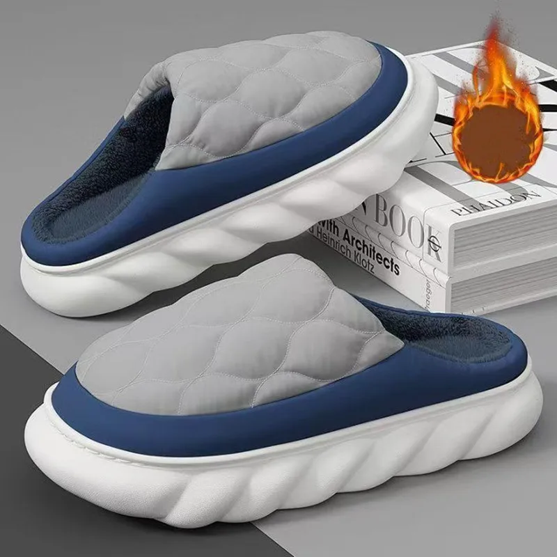 2025 Winter Down And Warm Cotton Slippers For Men Outdoor Anti-Slip And Wear-Resistant Home Use Thick-Soled Cotton Shoes
