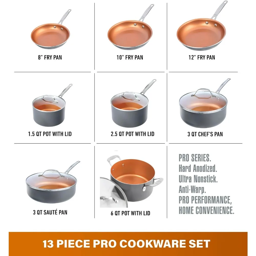 13 Pc set Ceramic Pots and Pans Set Non Stick Cookware Sets Pot and Pan Set, Kitchen Cookware Sets, Ceramic Cookware Set