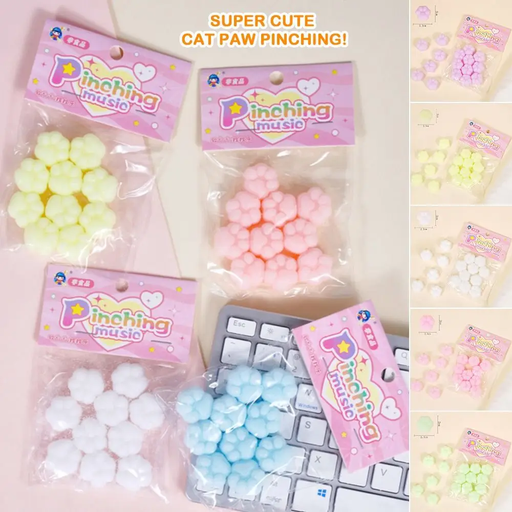 10pcs Squeeze Cat Paw Toys Sticky TPR Amethyst Cat Paw Slow Rising Hand Relax Gifts Decompression Toys Cat Paw Toys Gifts