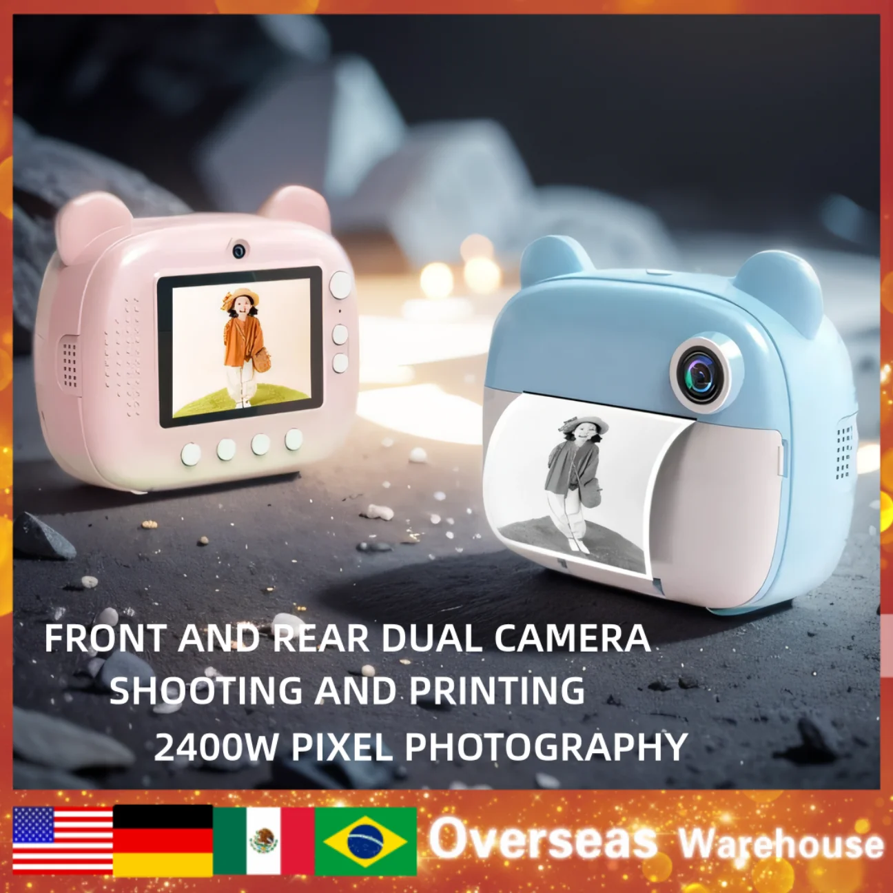 Hot Children Digital Camera For Kids Thermal Print Camera Instant Photo Printing Camera Video Toys Instant Print+32g Memory Card