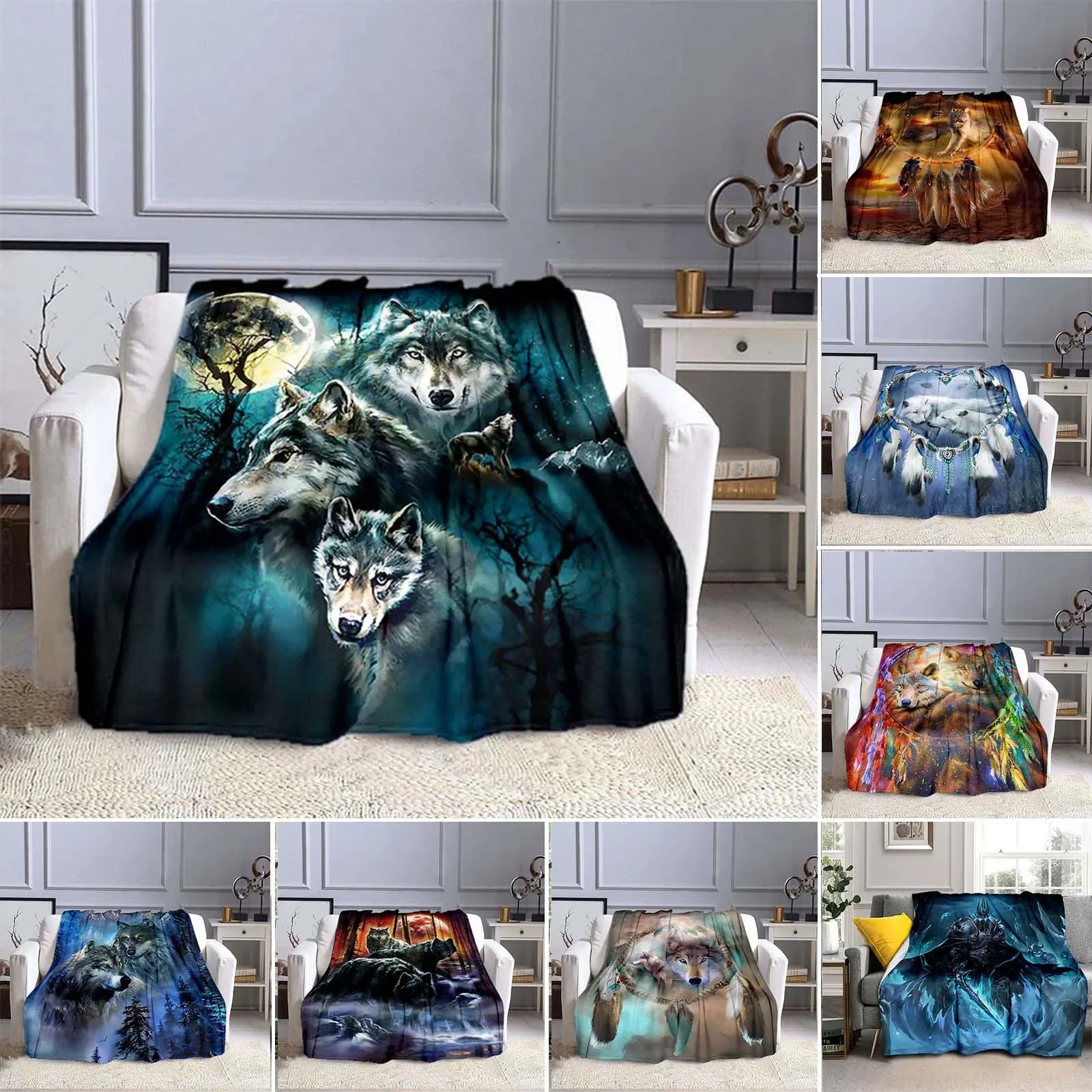 

Wolf Soft Blanket Sublimation Animal Covered Blanket Bedding Flannel for Children and Adult Bedrooms Decor wolf Blanket