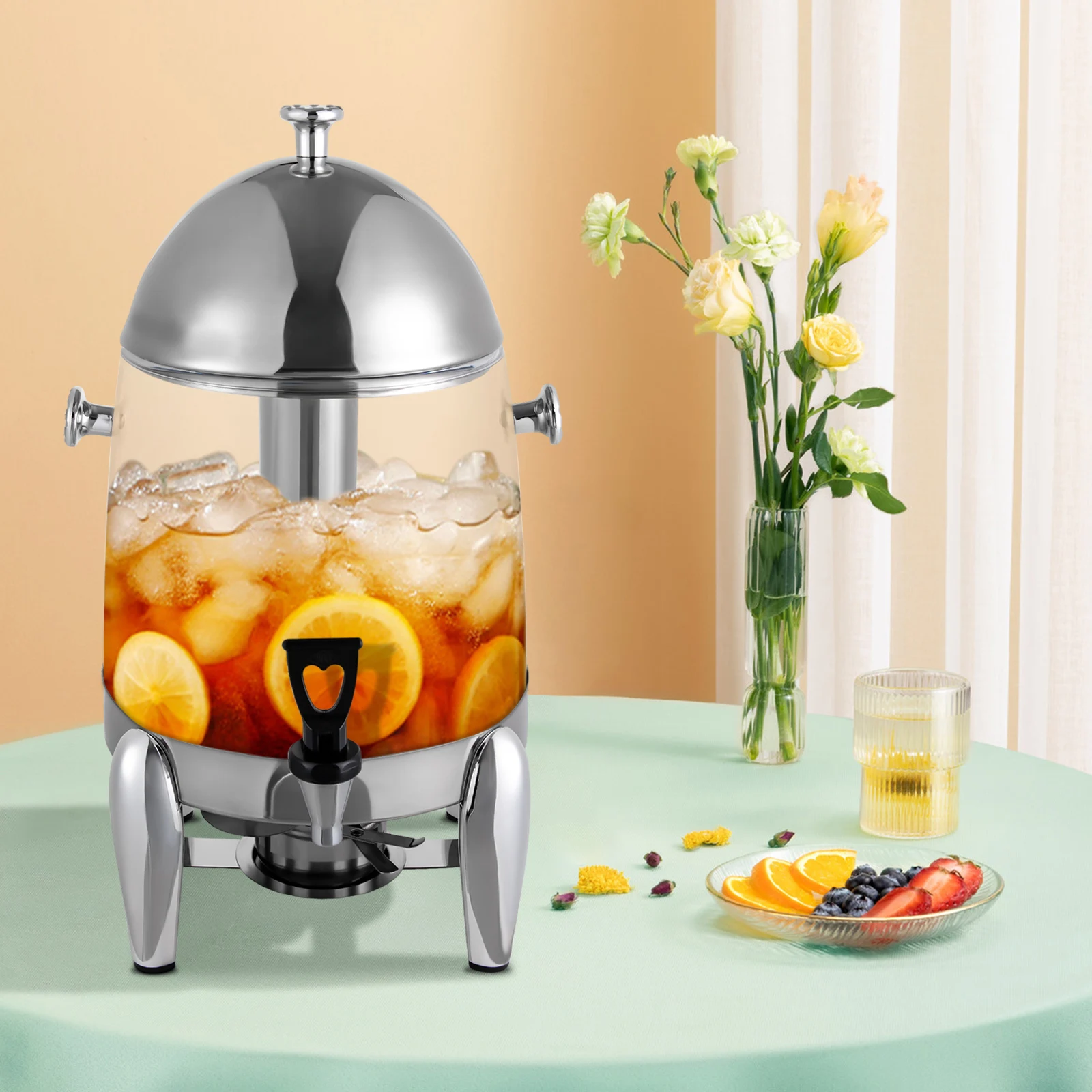 

12L Stainless Steel Beverage Dispenser with Fuel Holder and Faucet - Ideal for Parties and Events