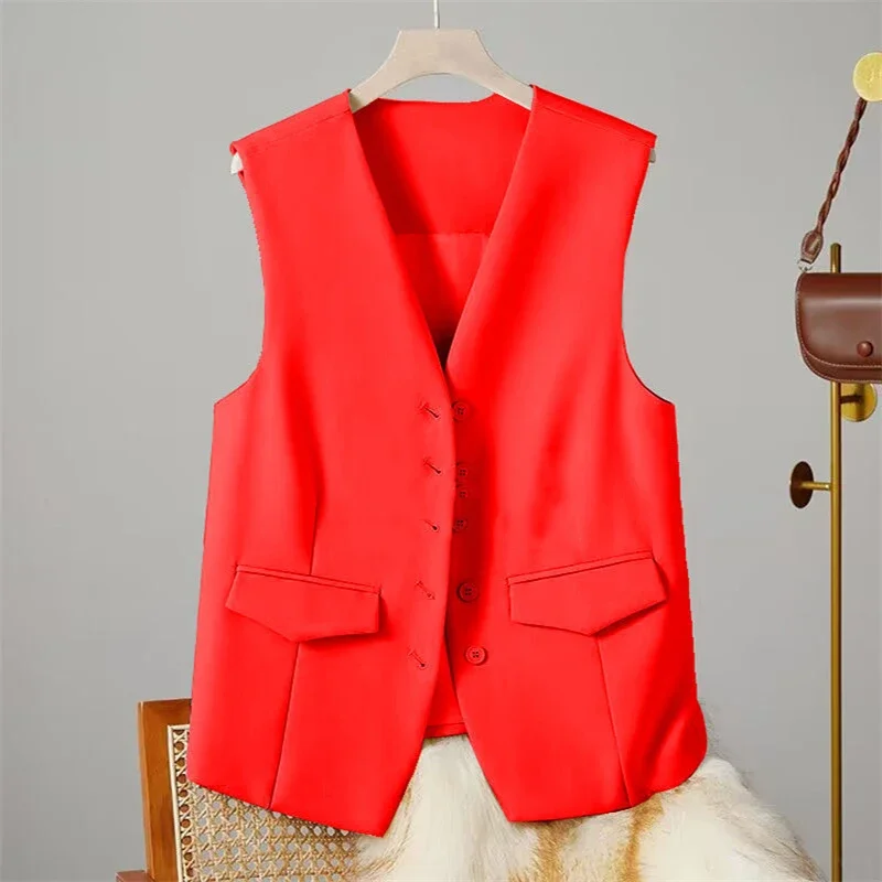 

TFETTERS Brand Spring and Autumn Sleeveless Cardigan Women Slim Single-breasted Vest for Women's Fashion Clothing Women Vest