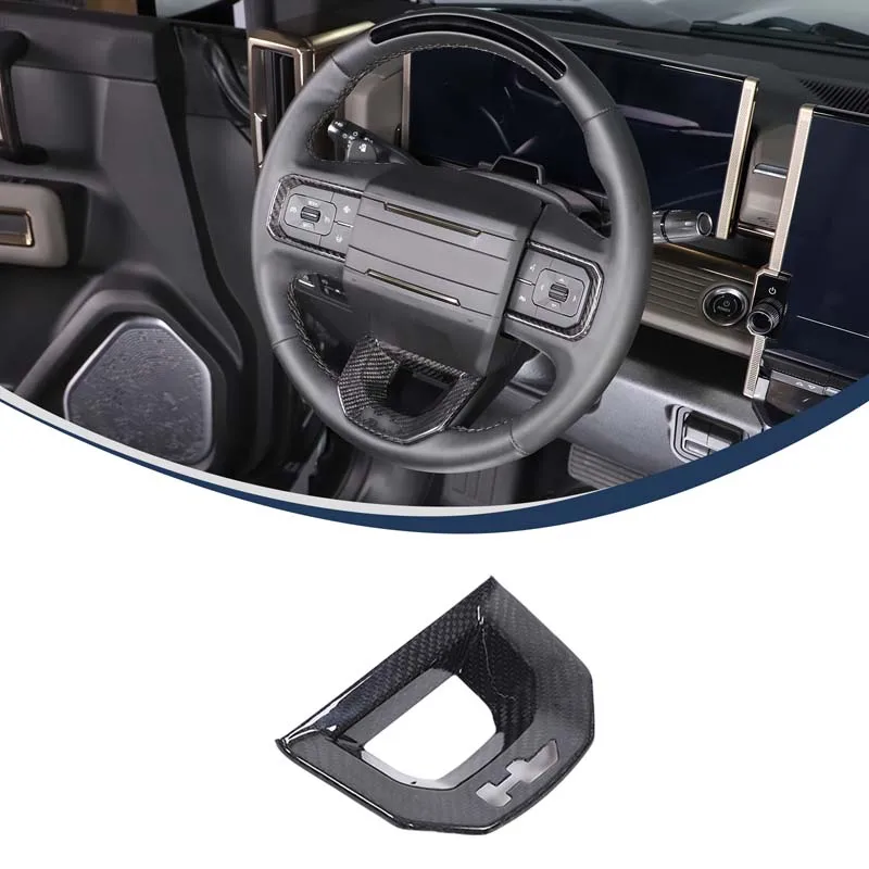 For Hummer EV 2024-2025 Real Carbon Fiber Car Steering Wheel Lower Logo Decorative Cover Interior Accessories