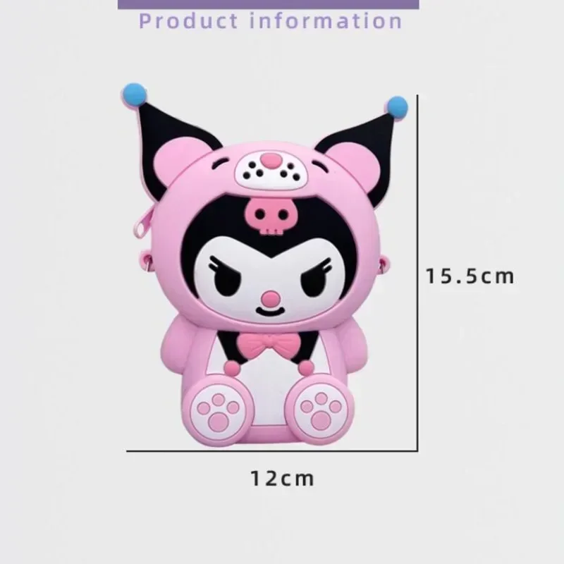 3D Sanrio Kuromi Cartoon Silicone Coin Purse Coin Pouch Cute Children's Shoulder Bag Baby Mini Storage Birthday Gift Anime Doll