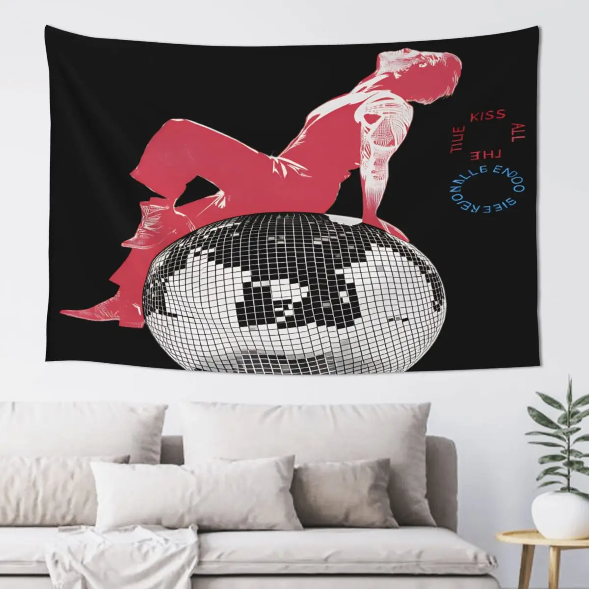 Kiss All The Time Wall Tapestry Hanging 2026 Music Art Tapestries Fashion Living Room Dorm Background Cloth Wall Decoration