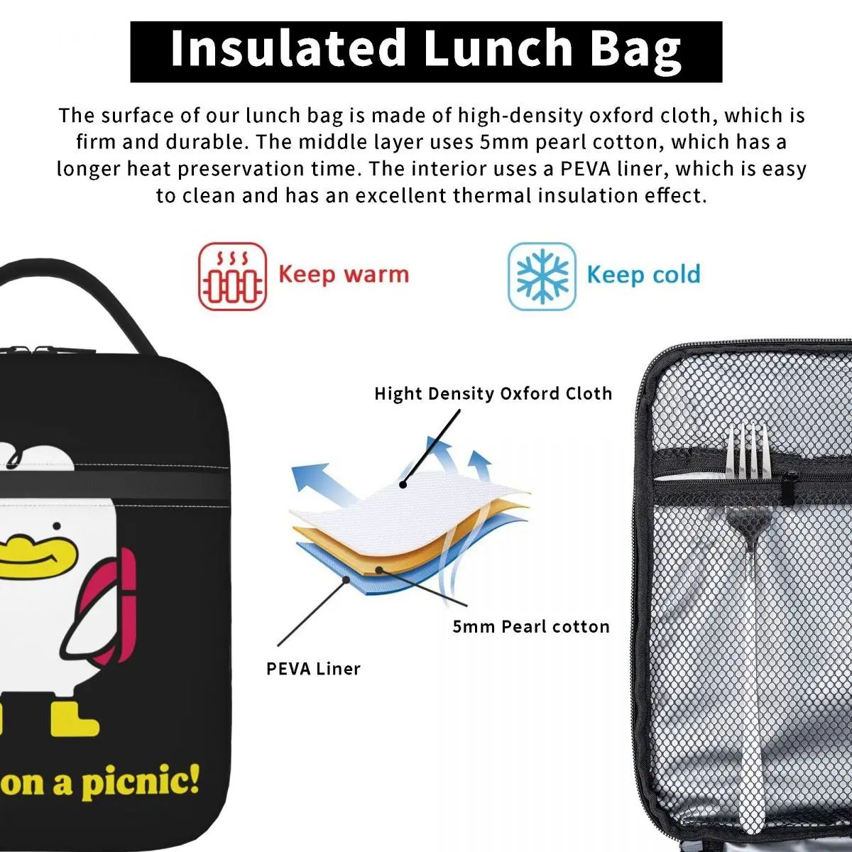 Многоразовая многофункциональная модная сумка Let's Go To A Picnic Jinu Card Kpop Demon Hunters Изолированная сумка для обеда большой емкости Re