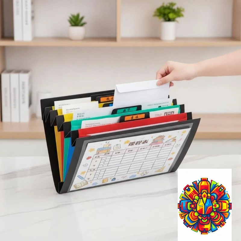 Hanging File Organizer Wall-Mounted Long Size Rainbow Classification Folder for Office Home Document Storage