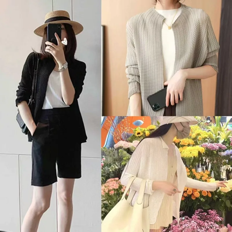 

Miyake Pleated Plisse Jacket 2026 New Senior Sense Pleats Lazy Wind Sun Shirt Female Summer Loose Thin Section Sunwear Jacket