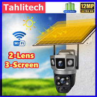 V380 Pro Solar WIFI IP Camera CCTV 12MP Two Lens Three Screen Auto Tracking Outdoor 4K Security Surveillance PTZ Camera