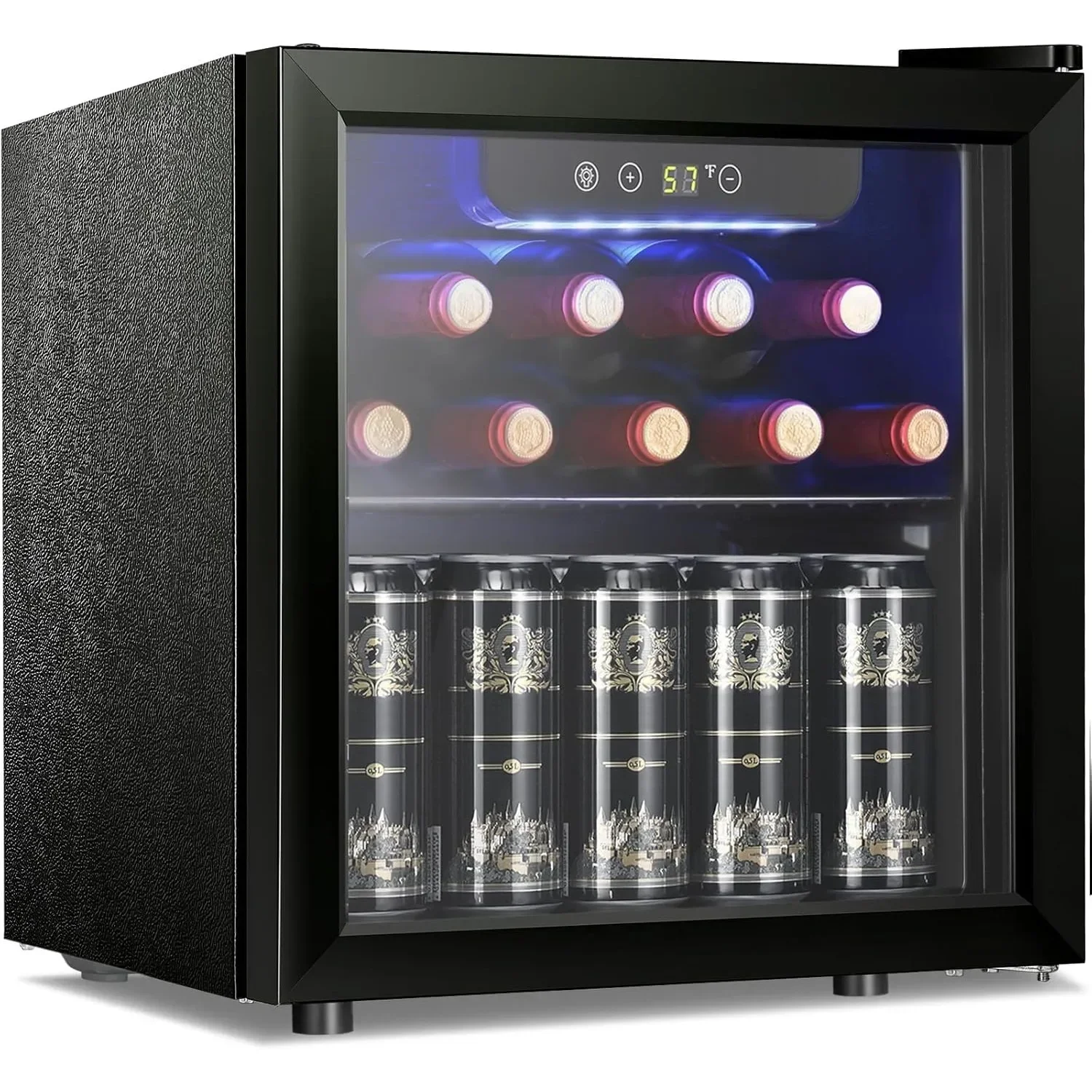 1.3 قدم مكعب. ثلاجة صغيرة بباب زجاجي، أرفف قابلة للتعديل لمركز المشروبات قائمة بذاتها تناسب 12 زجاجة أو 48 علبة لمكتب البار المنزلي #1