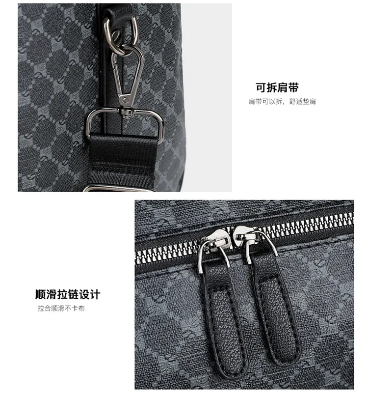 Große Herren-Tragetaschen, modische Handtaschen mit Karomuster und Henkeln, Herren-Umhängetaschen, wasserdichte Reisetaschen, Herren-Gepäcktaschen. – Detail 30