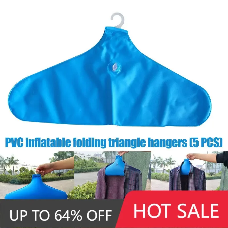 

5 Pcs PVC Inflatable Clothes Drying Hangers,Outdoor Travel Portable Coat Rack,Foldable Clothing Storage Holder,Wide Shoulder