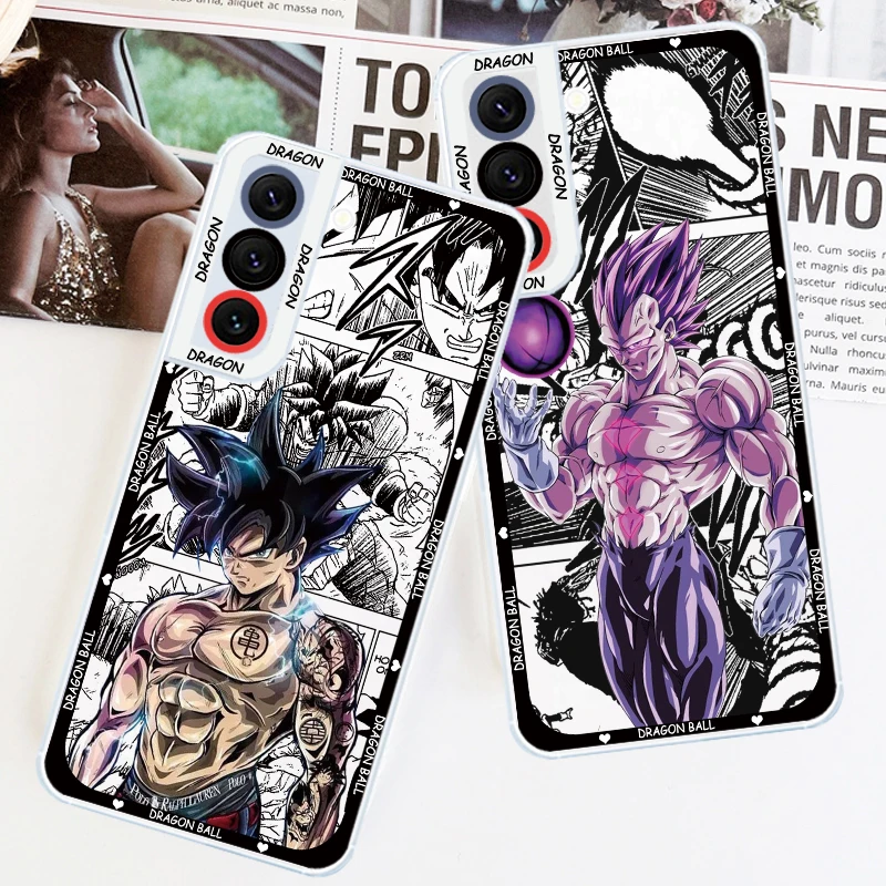 D-Dragon Ball Cartoon Cool For Samsung S24 S23 S22 S21 S20 S10 Ultra PLus FE A52 A72 5G Angel Eyes Transparent Phone Case