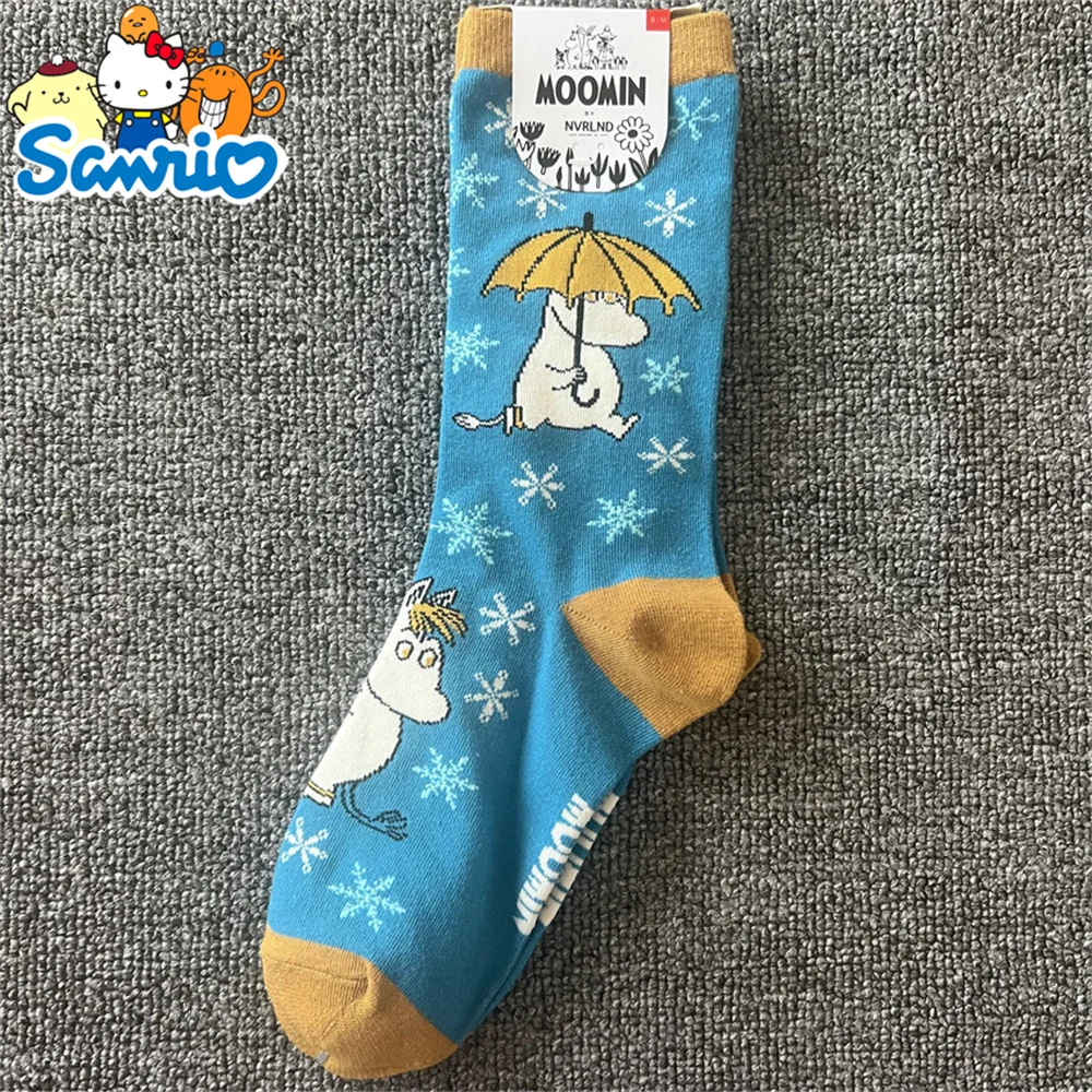 Moomin Asian American New Japanese Cotton Women's Socks Cartoon Anime Four Seasons Comfortable Socks Mid tube Trendy Socks Home