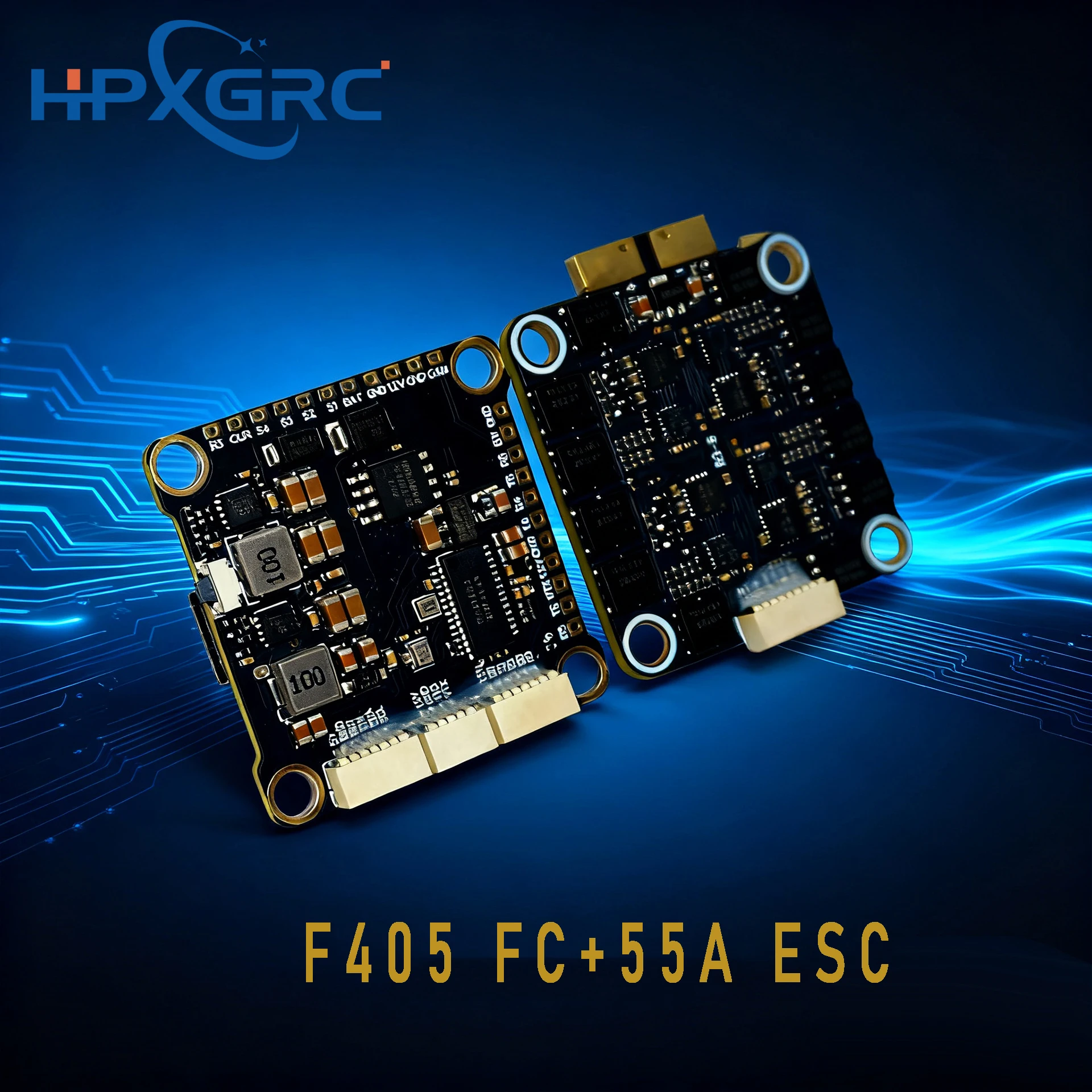 

HPXGRC F405/F722 Flight Stack - 55A ESC, 42688-P Gyro, 16MB Black Box, Plug-and-Play for Racing FPV Drones