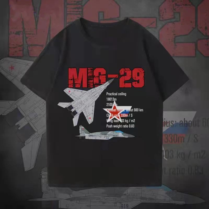 Soviet Russian Mig 29 Fulcrum Jet Fighter Premium T-Shirt. High-quality Cotton Short Sleeve O-Neck Mens T Shirt New S-3XL