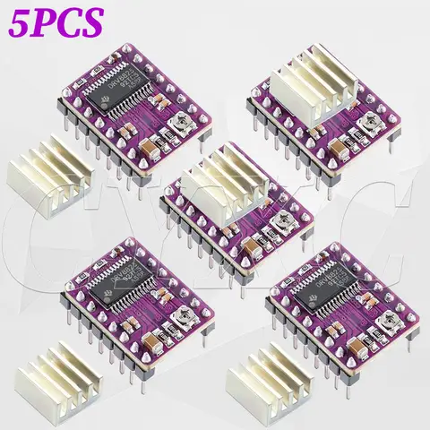 5-10PCS Parti della stampante 3D StepStick A4988 DRV8825 Driver del motore passo-passo con dissipatore di calore Carrier Reprap RAMPS 1.4